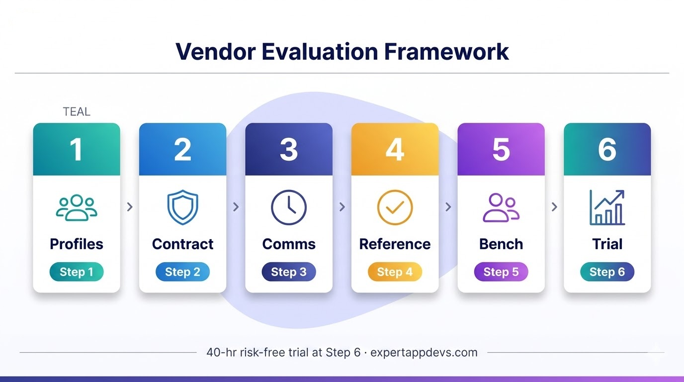 6-step vendor evaluation framework for hiring dedicated developers: from profile verification to trial sprint before long-term engagement 6-step vendor evaluation framework for hiring dedicated developers: from profile verification to trial sprint before long-term engagement