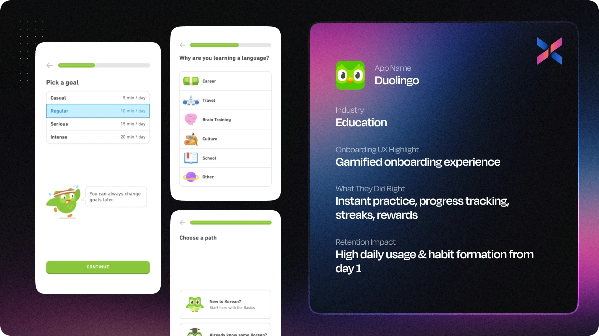 Duolingo App Onboarding UX Example
