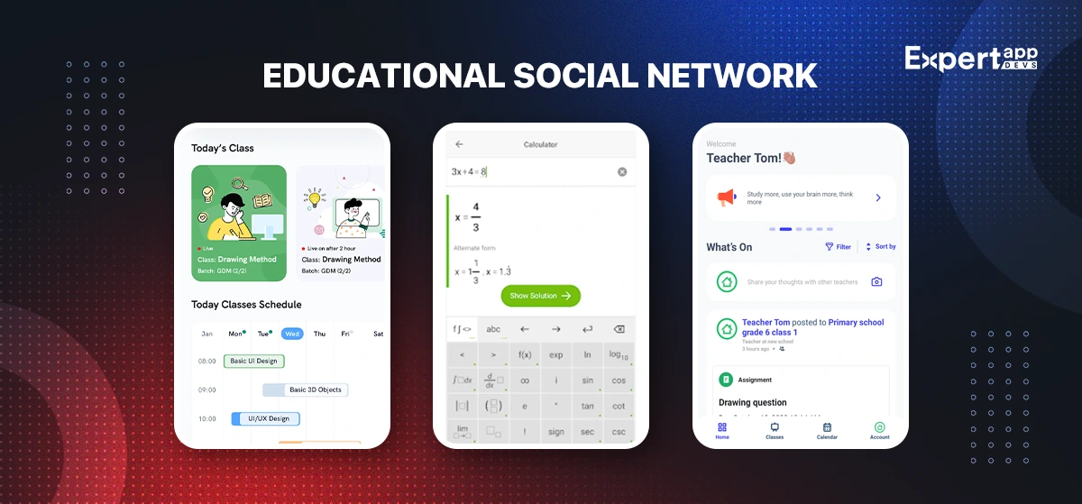 Educational Social Network App Concept Educational Social Network App Concept