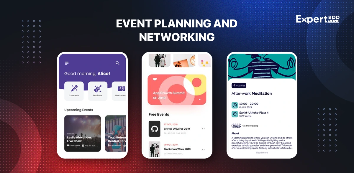 Event Planning and Networking App Concept Event Planning and Networking App Concept
