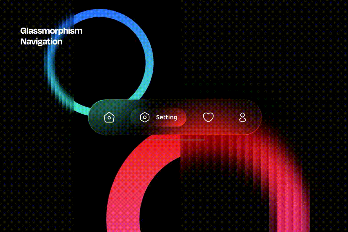 glass morphism navigation bar for mobile app