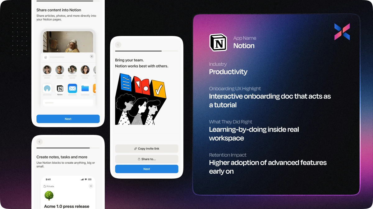 Notion App Onboarding UX Example