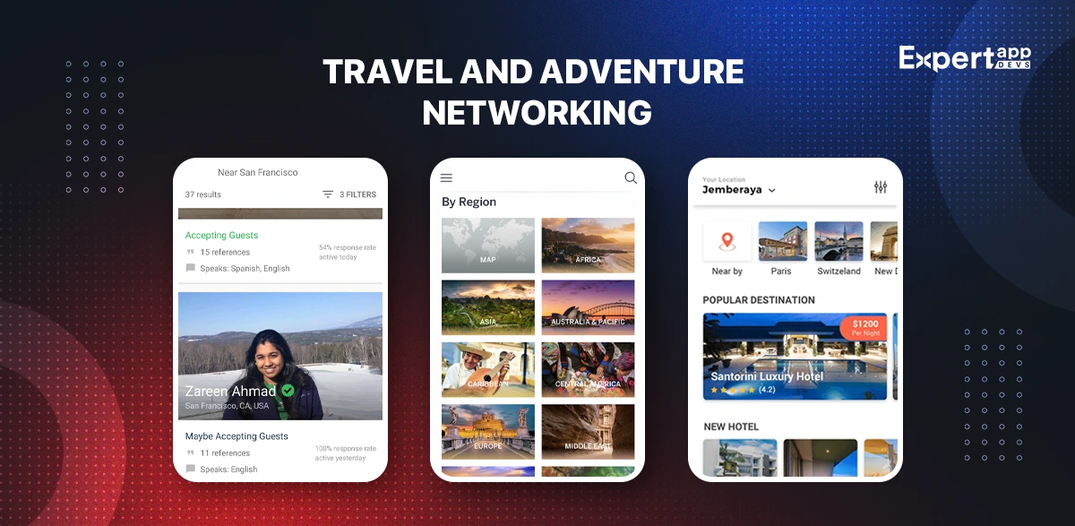 Travel and Adventure Networking App Concept Travel and Adventure Networking App Concept