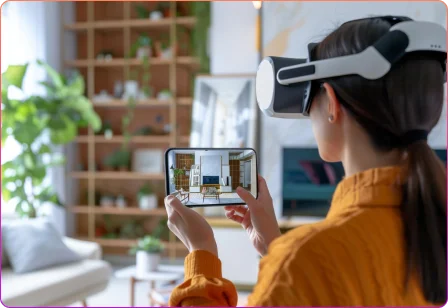 AR and VR entertainment application delivering immersive virtual experiences and interactive digital content