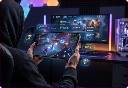 Interactive gaming application with multiplayer support, leaderboards, and immersive gameplay