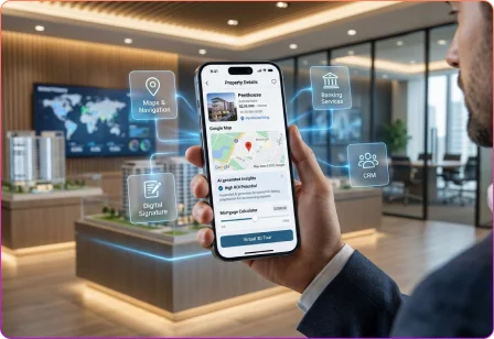 API integration services for real estate apps including MLS, maps, CRM, payment, and analytics