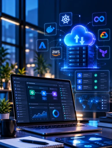 Cloud engineer configuring infrastructure and deployment workflows