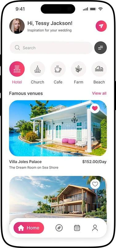 wedding planning app onboarding screen