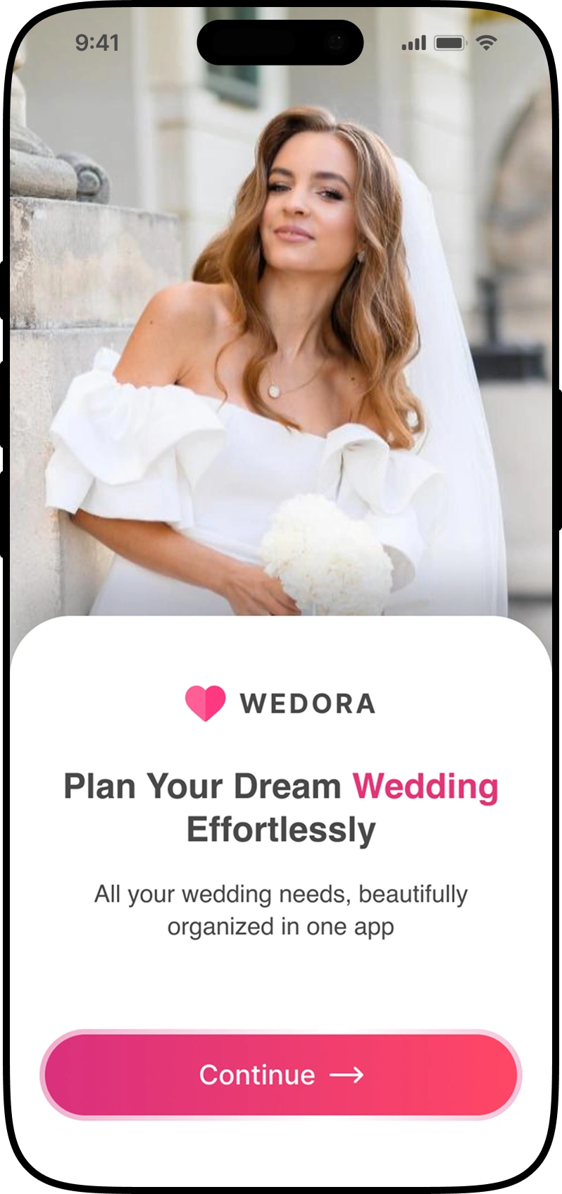 wedding planning app onboarding screen